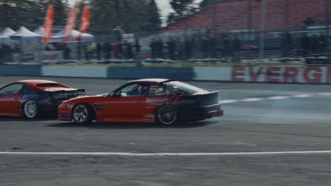 Sports-Cars-Race-Competition,-Drifting-on-Racing-Track
