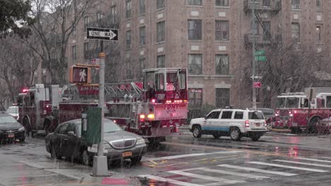 FDNY-Truck-and-Emergency-vehicles-circling-epicenter-of-ConEd-Power-Cable-fire-Incident---Wide-shot