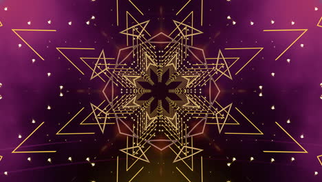Lila-Abstrakter-Hintergrund,-Schöner-Abstrakter-Symmetrie-Kaleidoskop-Stil,-Fließende-Sterne,-Sterntunnel-Lichter