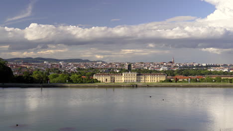 Slow-panorama-pan-across-Schönbrunn-Castle-and-Vienna-cityscape