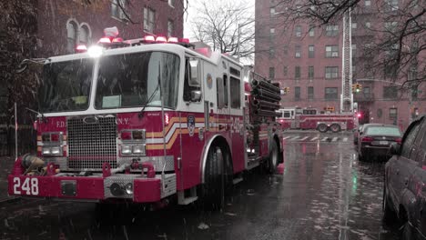 FDNY-Fire-engine-on-the-scene-of-ConEd-cable-cutting-accident-in-Brooklyn---Medium-Close-up-shot