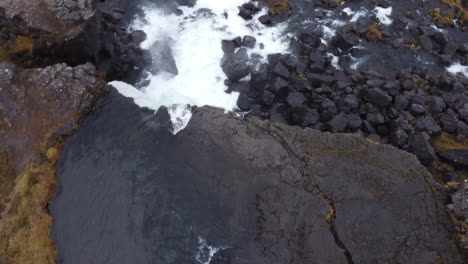 Luftaufnahme-Von-Oxarafoss,-Wunderschöner-Wasserfall-In-Island
