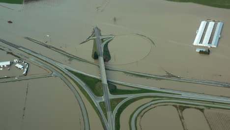 Highways-And-Buildings-Submerged-On-Floodwaters-Caused-By-Heavy-Rain-In-Abbotsford-City,-BC,-Canada