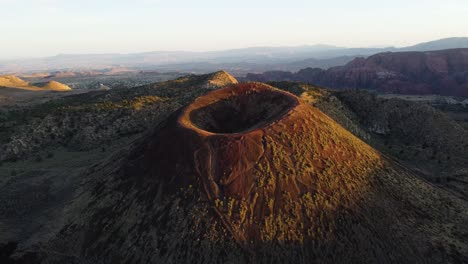 Aerial-jib-drone-view-of-a-dormant-volcano-in-St
