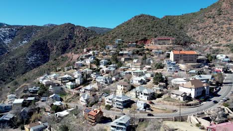 aerial-push-in-to-jerome-arizona,-ghost-town