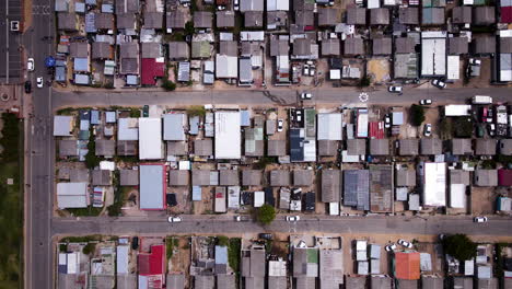 Overhead-shot-showing-crowded-township-living,-informal-settlement