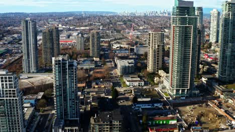 High-rise-Buildings-In-Burnaby-With-Downtown-Vancouver-In-The-Background-In-Canada