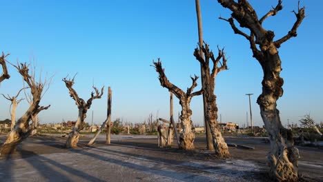 Inhospitable-environment-after-historic-flood-at-Villa-Epecuen,-Argentina