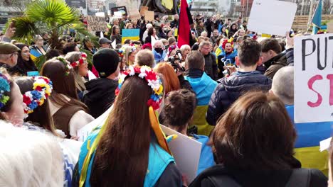 Group-of-people-at-Ukraine-anti-war-protest-demonstration-in-Manchester-city