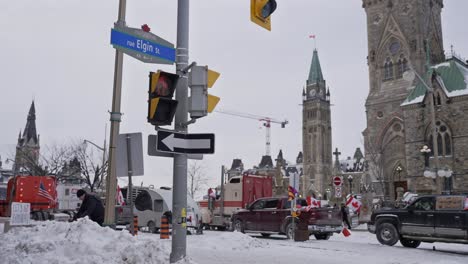 Downtown-Ottawa-Ontario-Canada-Elgin-Street-Winter-Trucker-Protest-Freedom-Convoy-2022-Mandates-Anti-Vaccine-Anti-Mask-Parliament-Buildings-COVID-19