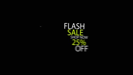 Schwarzer-Bildschirm,-Animierter-Blitzverkauf,-Fünfundzwanzig-Prozent