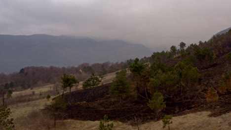 Auswirkungen-Des-Klimawandels-Auf-Hügel,-Nachdem-Ein-Feuer-Land-Zerstörte