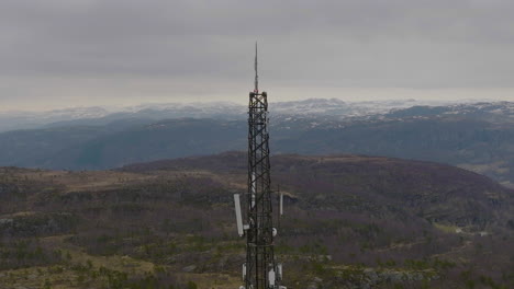 Telephone,-5G-and-communications-tower-on-mountain-top