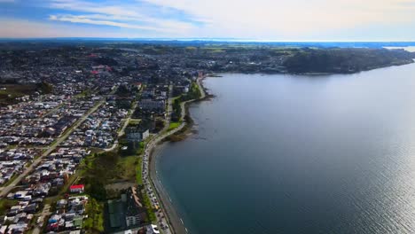 Aerial-view-of-the-city-of-Puerto-Varas,-Chile