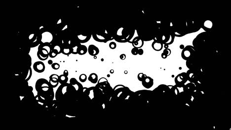 Abstract,-background-animation-of-black-bubbles,-rings,-on-white-background
