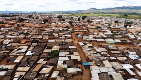 African-Slum-in-Malawi,-Poor-Village-from-Above,-Drone-View