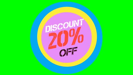 Animation-cartoon-Discount-20%-Off-Text-Flat-Style-Popup-Promotional-Animation-green-screen-4K