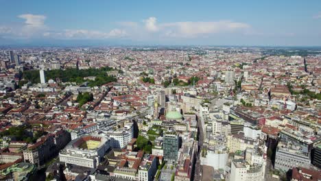 Metropolitan-Urban-City-of-Milan,-Italy---Aerial-Panning-Panoramic