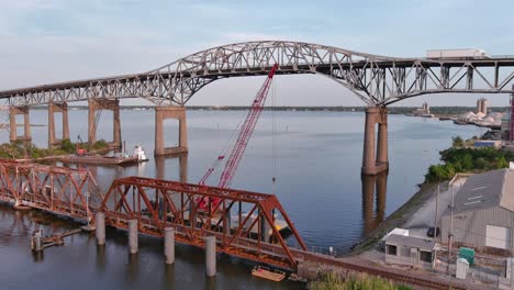 Kranaufnahme-Der-Calcasieu-River-Bridge-In-Lake-Charles,-Louisiana