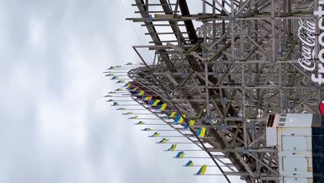 A-large-wooden-roller-coaster-at-The-Tayto-park-in-Ireland
