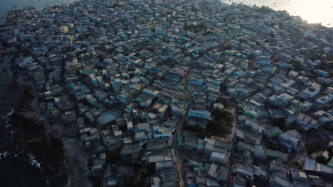 Aerial-circle-view-over-city-named-Phan-Ri:-densely-populated
