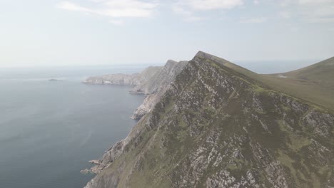 Green-Rocky-Mountains-And-Cliffs-Of-Achill-Island-In-Ireland---aerial-shot