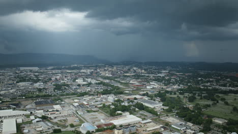 Aerial-timelapse-of-a-storm-moving-into-Chattanooga,-TN