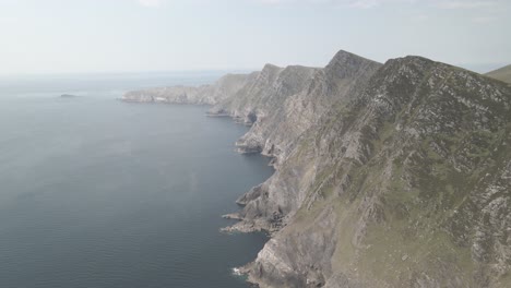 Majestic-Mountains-And-Tranquil-Scenery-In-Achill-Island,-County-Mayo,-Ireland---aerial-shot