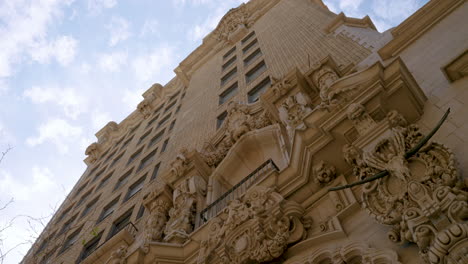 Exterior-facade-of-building-Gothic-and-Regency-architecture-style-in-downtown-Los-Angeles