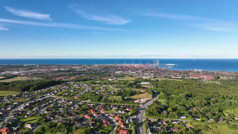 On-a-sunny-evening,-a-panoramic-view-of-Frederikshavn,-Denmark