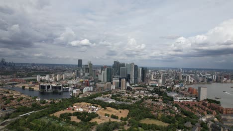Canary-Wharf-London-UK-drone-aerial-view-summer-2022