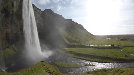 Seljalandsfoss-waterfall-In-Iceland-on-a-beautiful-September-day