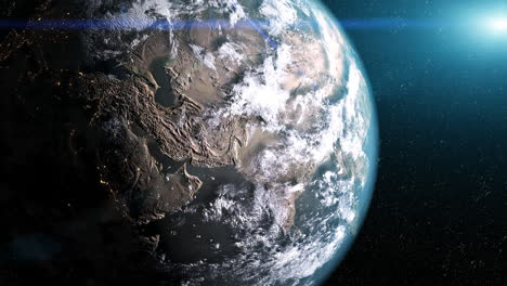 Nahaufnahme-Der-Erde-Aus-Dem-Weltraum-Mit-Wolken-Und-Landmassen