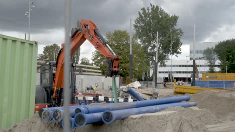 An-excavator-at-a-construction-site-in-Amsterdam