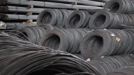 A-pile-of-steel-wire-rod-in-coils