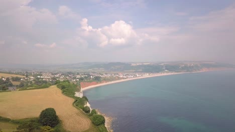 Beautiful-wide,-aerial-view-of-British-coastline
