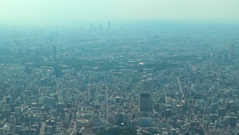 Zoom-out,-Aerial-view-of-Tokyo-with-skylines-from-Skytree-tower