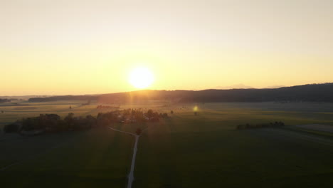 Aerial-clip-of-the-Bavarian-plain-during-sunrise