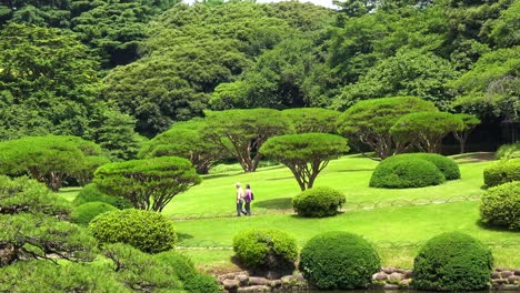 The-view-of-walking-couple-in-shinjuku-gyoen-national-garden