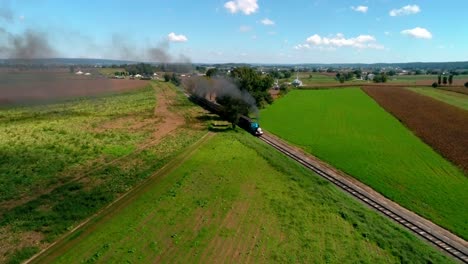 Thomas-the-Train-with-Passenger-Cars-Puffing-along-Amish-Countryside