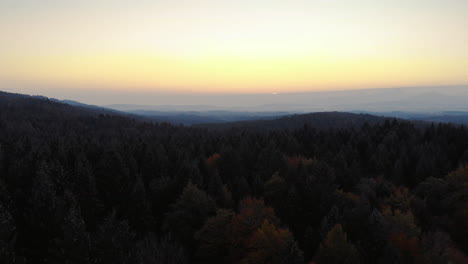 Aeria-view-of-the-Bavarian-Alps-in-the-Tegernsee-area,-during-sunrise