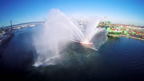 a-fireboat-in-the-harbor-Drone