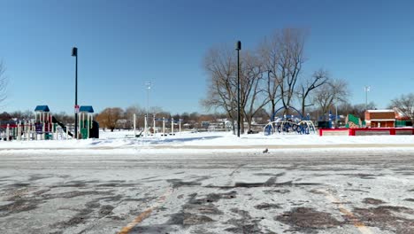Empty-school-grounds-during-the-coldest-day-in-recorded-history-in-a-small-urban-town-in-USA
