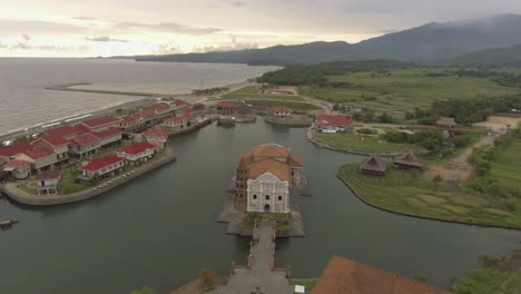 Aerial-Footage-of-Church-in-Las-Casas-Filipinas-De-Acuzar