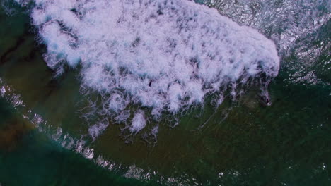 AERIAL:-Birdseye-view-of-Australian-surfers-paddling-against-waves-and-strong-current