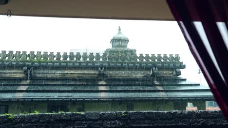 Traditional-Hindu-Temple-During-Heavy-Rain-Slow-Motion-Shot
