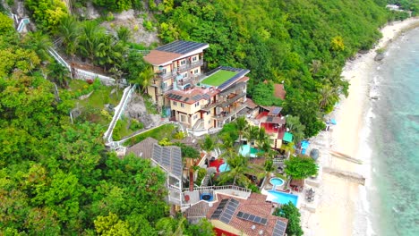 Orbiting-Drone-shot-of-the-Seafari-Resort-in-Oslob,-Cebu,-The-Philippines