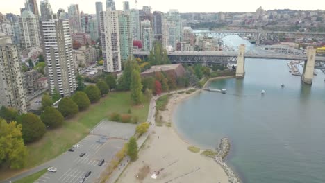 Aerial-Drone-Getting-Close-of-Bridge-Vancouver,-BC,-Canada