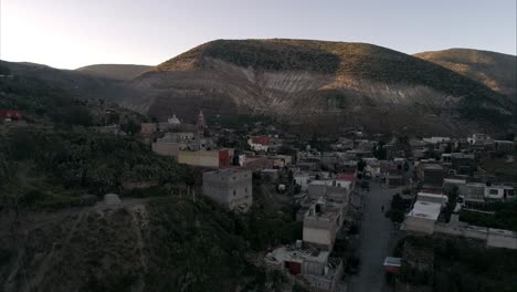 Aerial-shot-of-Real-de-Catorce-in-the-sunrise,San-Luis-Potosi-Mexico
