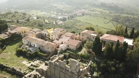 Drone-view-of-Tindari-ruins,-Sicily,-Italy